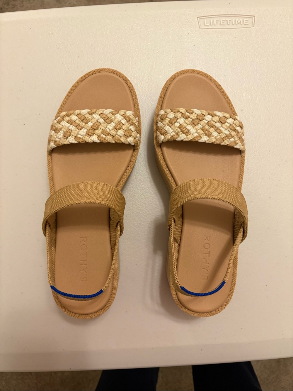 Rothy’s The Lightweight Wedge Sandal Beach Sand Woven - Women’s Size 9